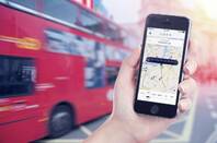 image of Uber app in London