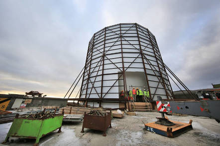 The RAF Saxa Vord radar head under construction. Crown copyright