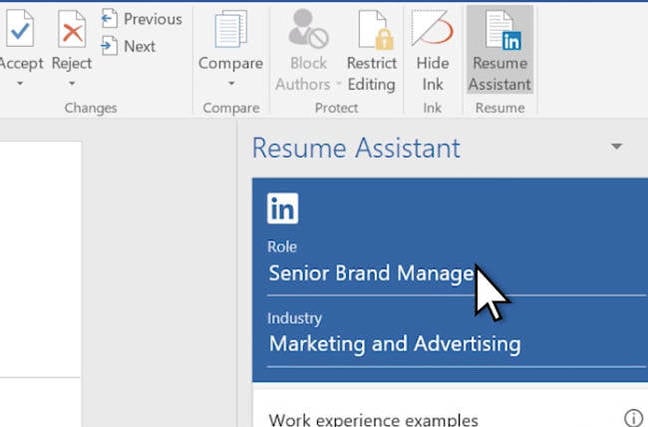 Resume Assistant in Office 365