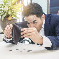 A man with no money in his wallet