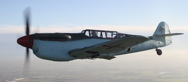 The Buchon in close-up, showing the characteristic bulges over the Merlin engine's cylinder head. Pic: Air Leasing Ltd via Platinum Fighter Sales