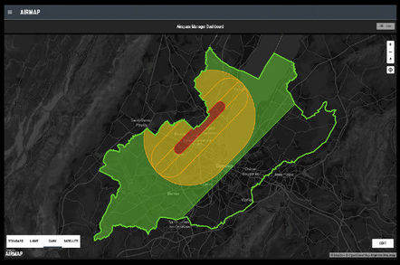 A screenshot of Airmap, centred on Geneva airport