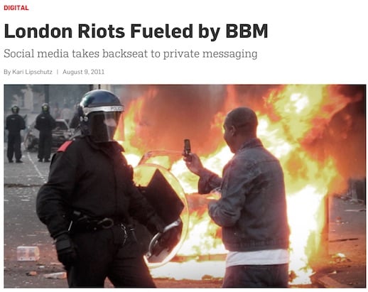 BBM blamed for 2011 riots