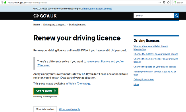 Driving licence renewal site Driving licence renewal site through gov gateway
