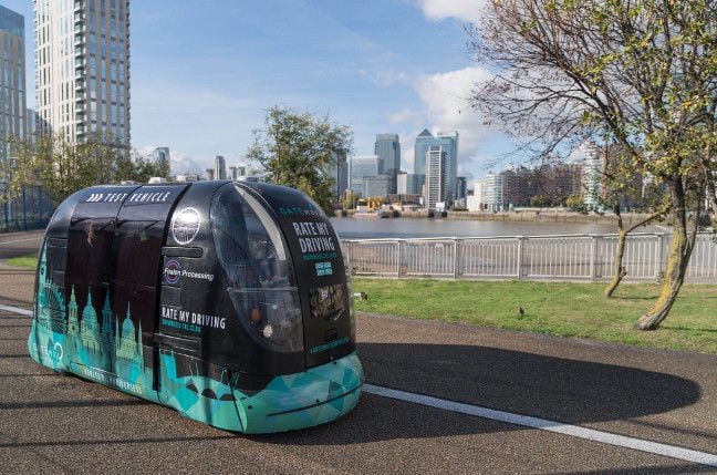 One of the Greenwich Gateway trial's pods, parked up on the path. Pic: Gateway Consortium