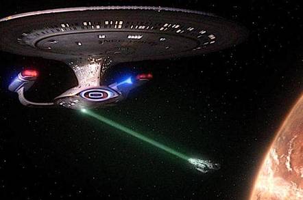 A tractor beam from NASA space documentary: Star Trek, The Next Generation