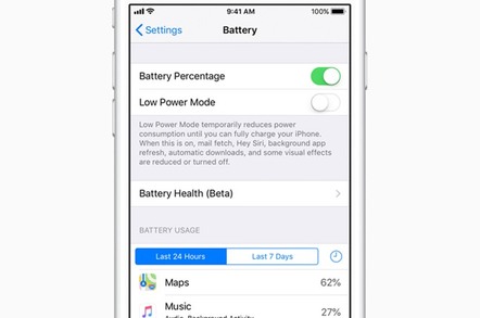 Apple iOS 11.3 battery app image