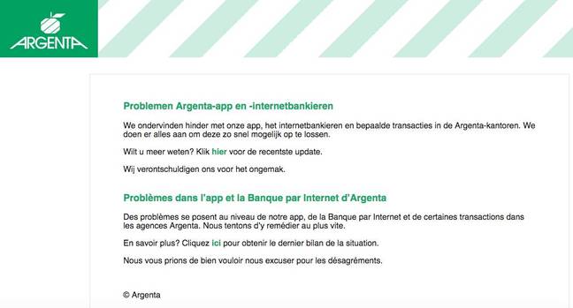 Belgian bank Argenta still struggling to restore online banking