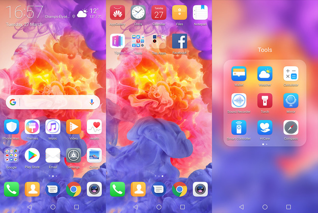 Huawei P20 Pro default home screens