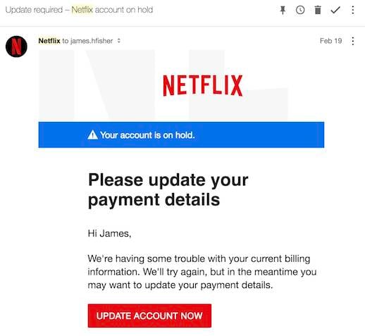 Email from Netflix to James Fisher