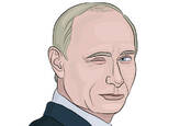 illustration showing russian president vladimir putin winking