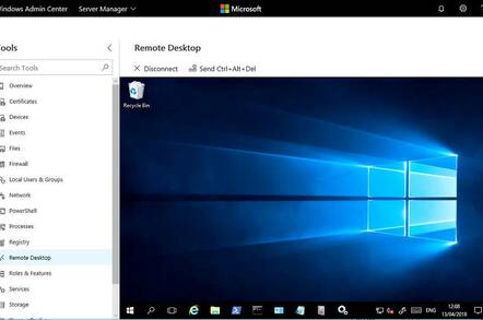 Windows Admin Center: remote desktop in the browser