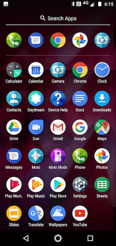 Motorola default app drawer (smaller)