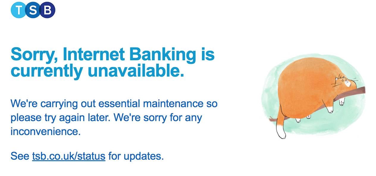 tsb online banking crash