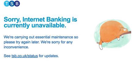 TSB online banking down page