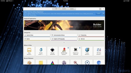 Capture d'écran tierce de Fedora 28