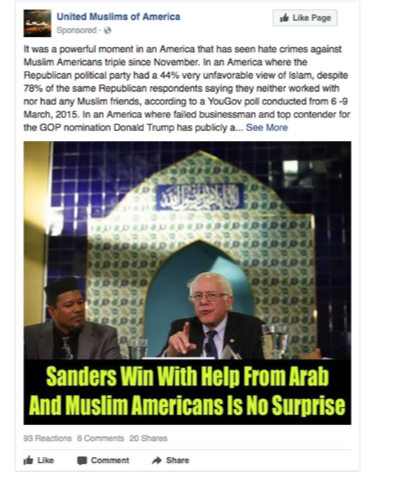 Facebook Russian Ad: Bernie