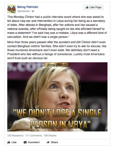 Facebook Russian ads: Clinton
