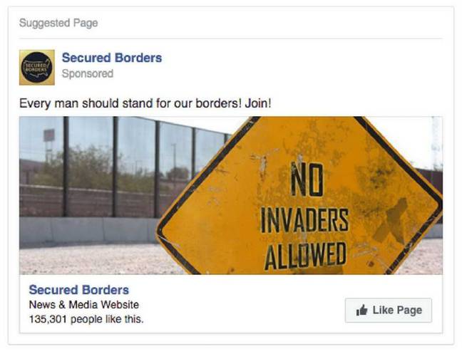 Example Russian Facebook ad released to public by US Congress Example Russian Facebook ad released to public by US Congress