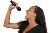 Woman singing her heart out