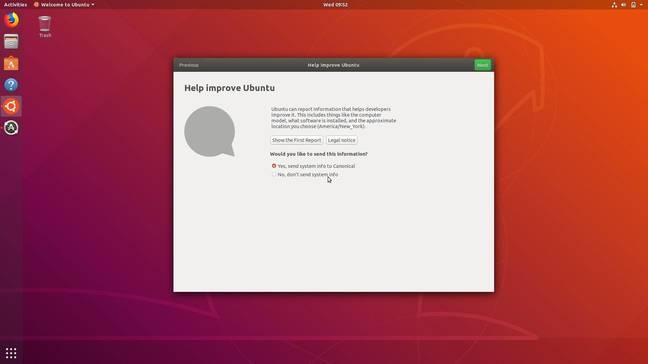 Ubuntu 18.04's data access request
