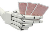 Robot hand holding cards