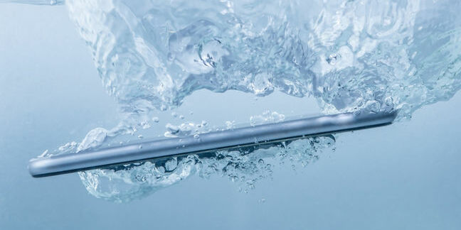 Smartphone falls in water