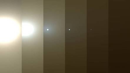 Opportunity rover's view of the Sun's fading light