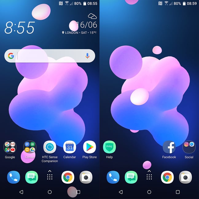 HTC U12+ Home screens