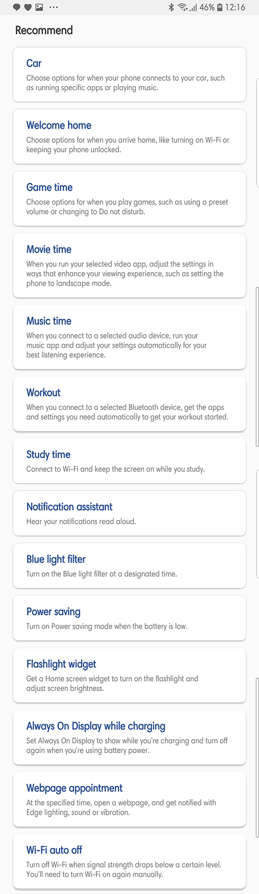 Samsung Routines - canned routines