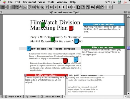 Basic commenting in PDF 1.2 allowed everyone involved in a document sign-off round-robin to have a pop via email attachment.