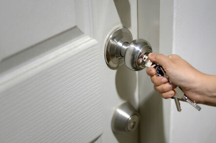 Hand locking door