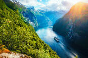 Sunnylvsfjorden Fjord in Norway with a cruise ship