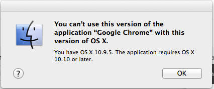 A Chrome error message on MacOS