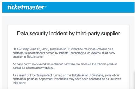 Ticketmaster breach notice