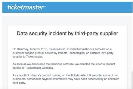 Ticketmaster breach notice