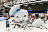 Stay Puft Marshmallow Man, "ghost" from Ghostbusters movie, at a promo in Waterloo station, London, 2016. Pic : Anton_Ivanov / Shutterstock.com 