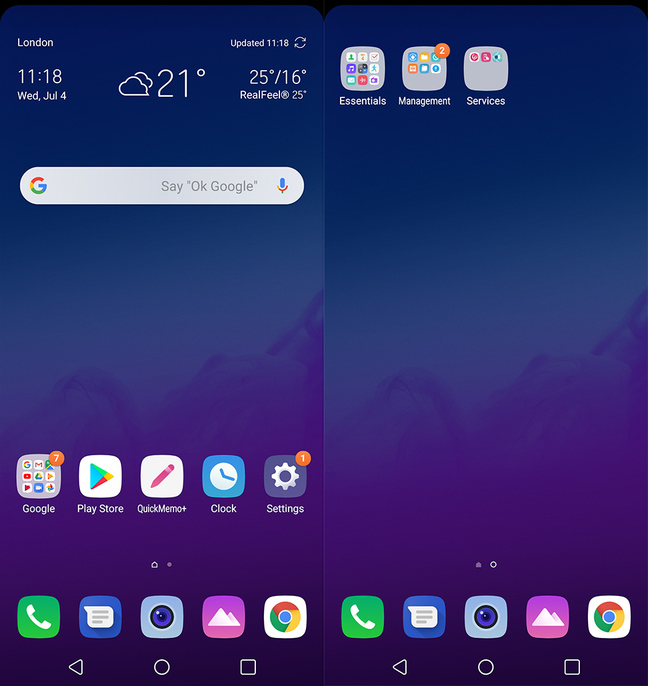 LG G7 Home Screens