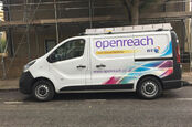 A BT Openreach van, used by engineers installing and repairing IPTV telephone, broadband, ADSL and SuperFast fibre broadband services. Martin Hoscik / Shutterstock.com