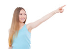 Teenage girl pointing away