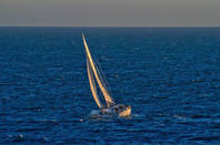 Lone sailboat on the English channel