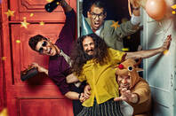 People bursting into the party