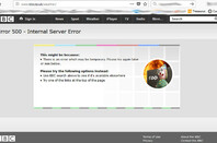 Screenshot of BBC website returning HTTP 500