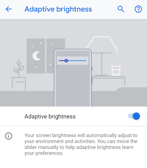 Adaptive Brightness in Android P