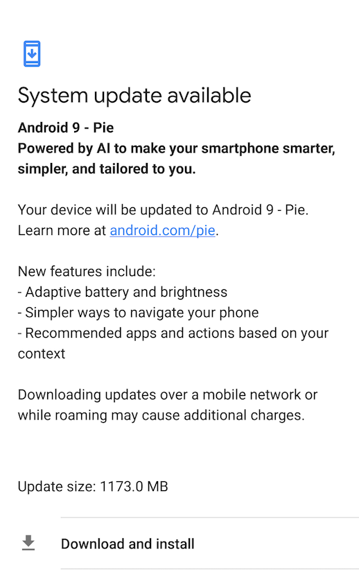 Android P is ready alert