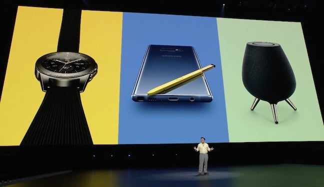 Samsung Galaxy Note 9, Galaxy Watch, and Galaxy Home speaker 