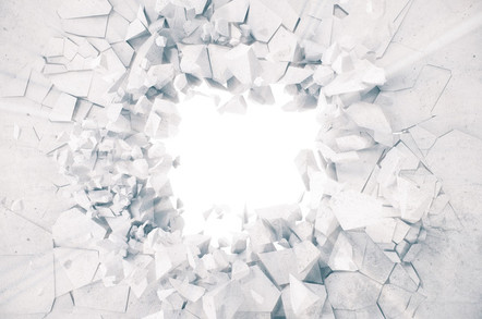 Some kind of divine light exploding through a wall