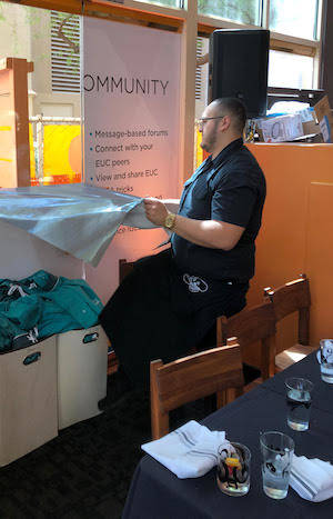 Restaurant staff tearing down IGEL's branding near VMworld 2018