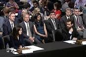 Sheryl Sandberg and Jack Dorsey at a senate hearing