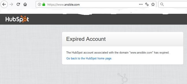 Ansible.com KO'd by Hubspot
